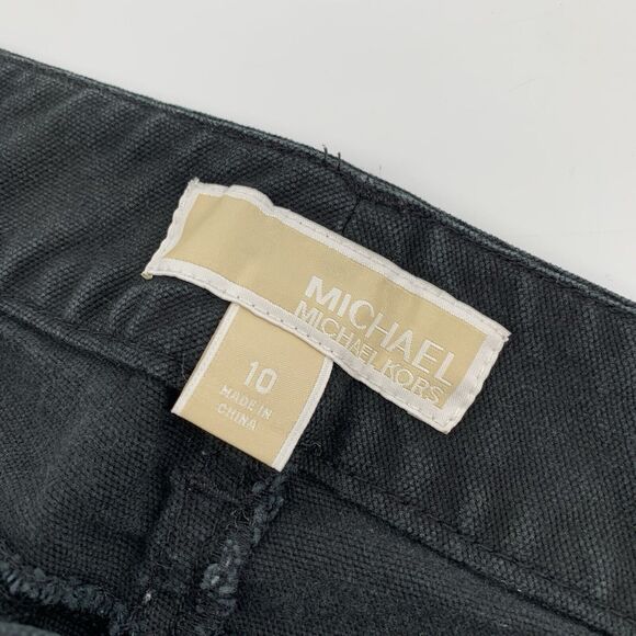 Michael Kors Cropped Back Pleated Pants Size 10 Womens Black Wash Large Casual L - Picture 3 of 8